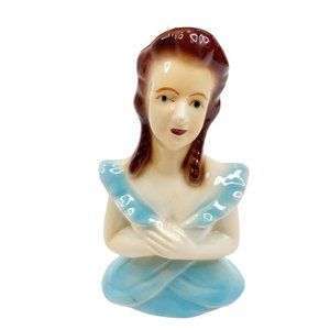 Vintage Woman Lady Half Doll Bust Pin Cushion Figure Figurine Victorian Style